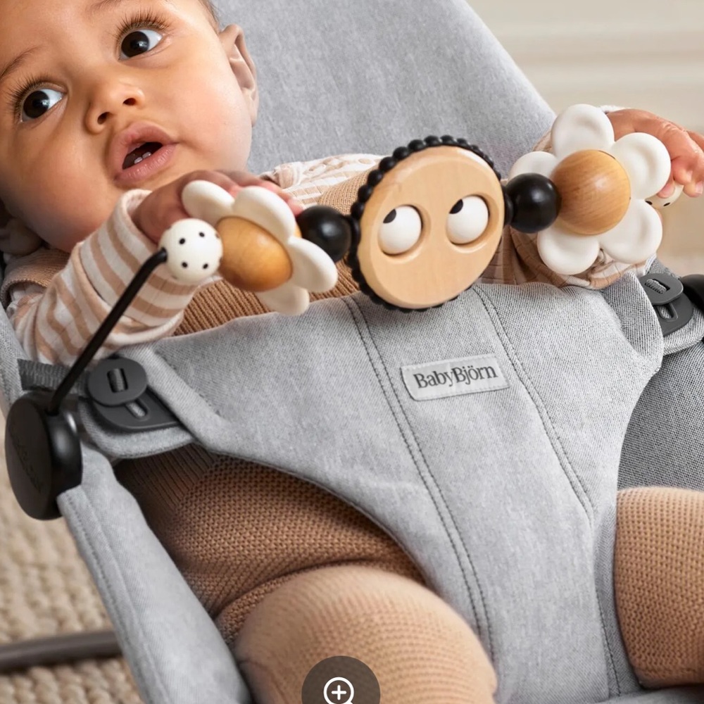 Black and white toy for bouncer- googly eyes